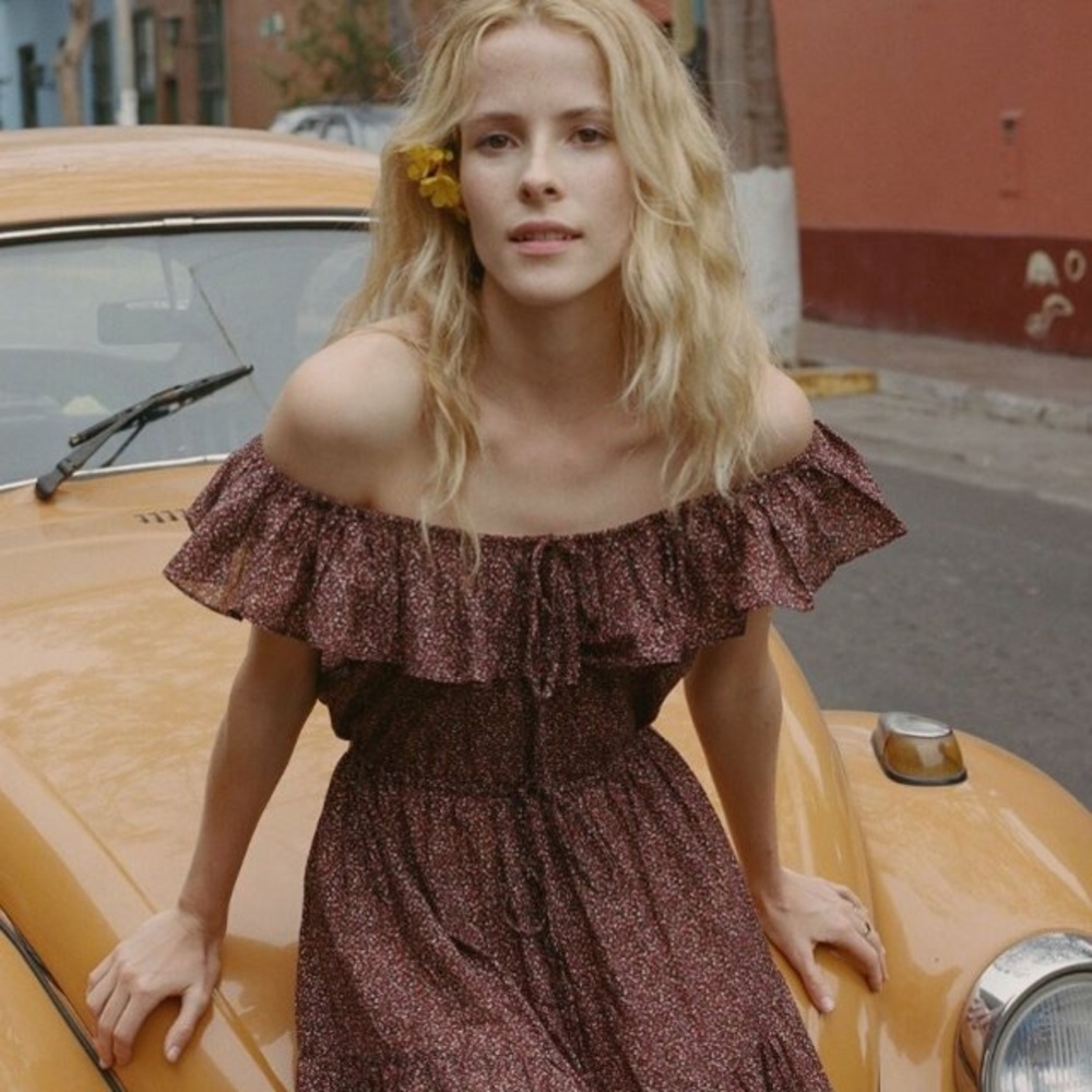 Doen Yarrow Dress - Rust Floral Ditzy - Size Small